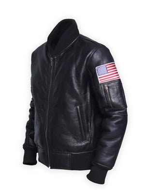 Black American Flag Leather Jacket