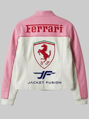 Ferrari-Pink-And-White-Leather-Jacket-Vintage-Style