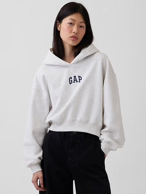 GAP-Vintagesoft-Crop-Logo-Fleece-Hoodie-Grey