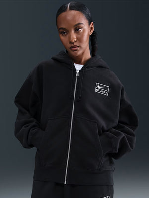 Nike-Stussy-Black-ZIP-Up-Womens-Fleece-Hoodie