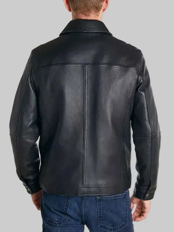 Perry Ellis Classic Black Leather Jacket
