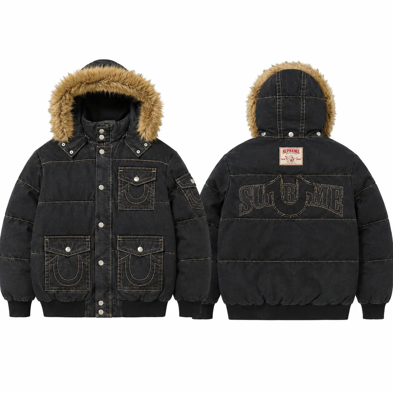 Supreme x True Religion Hooded Puffer Jacket | Jacket Fusion