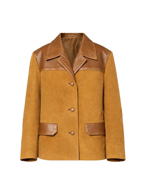 Leather Trimmed Oversized Suede Jacket