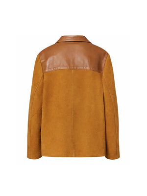 Women Leather Trimmed Oversized Suede Jacket