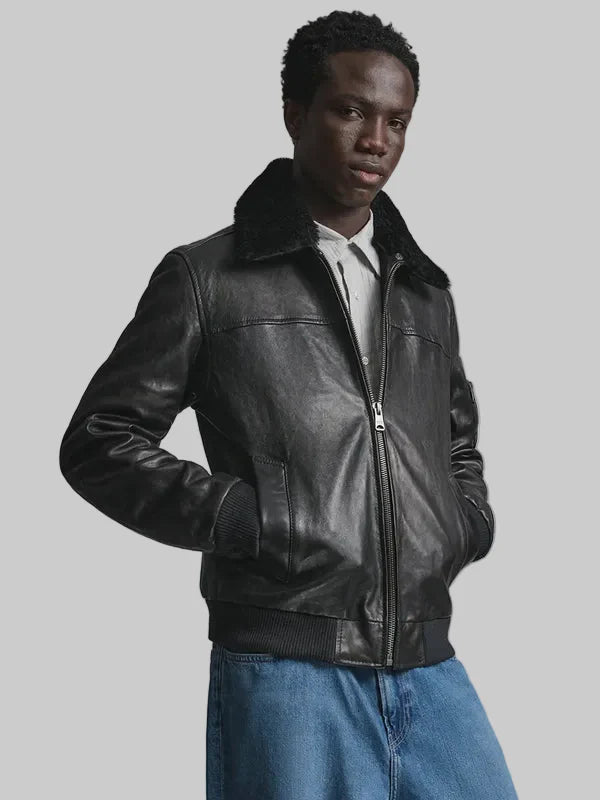 Ace-Black-Leather-Bomber-Jacket-with-Shearling-Collar