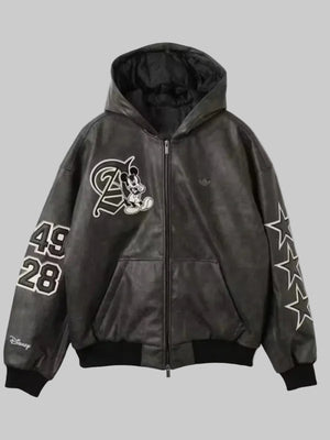Adidas-Disney-Mickey-Mouse-Dreams-Black-Leather-Jacket-With-Hood