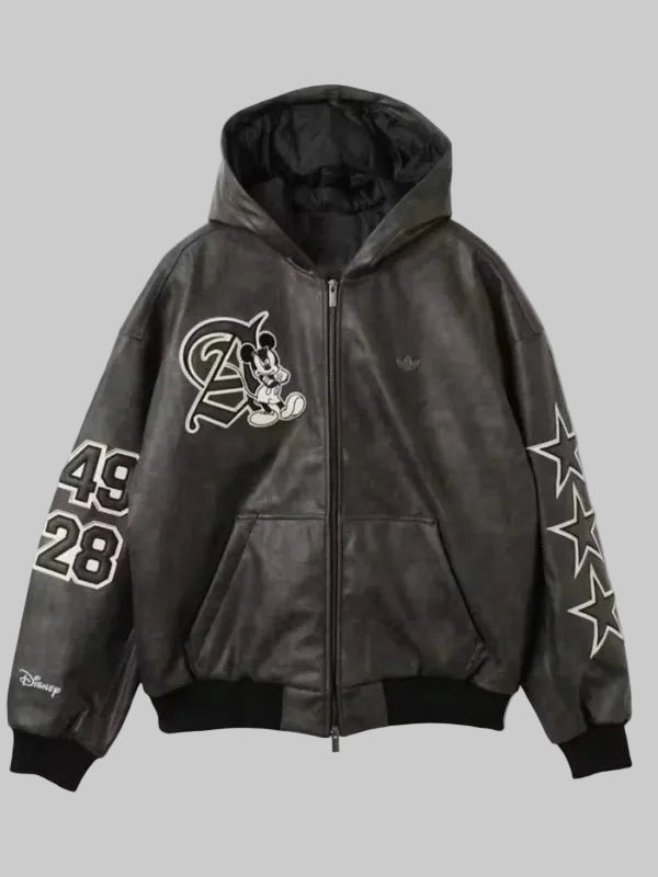 Adidas-Disney-Mickey-Mouse-Dreams-Black-Leather-Jacket-With-Hood