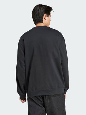 Adidas-Essentials-Crew-Black-Fleece-Sweatshirt-Back