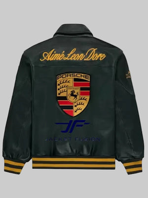 Aime-Leon-Dore-Porsche-Green-Leather-Jacket