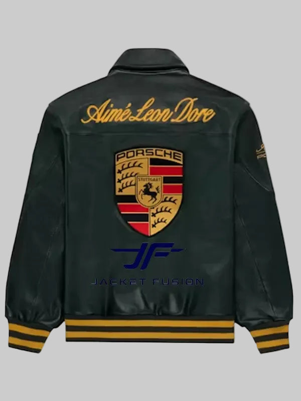 Aime-Leon-Dore-Porsche-Green-Leather-Jacket