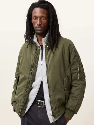 All Saints Bomber Jacket Green