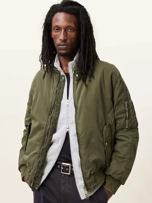 All Saints Bomber Jacket Green