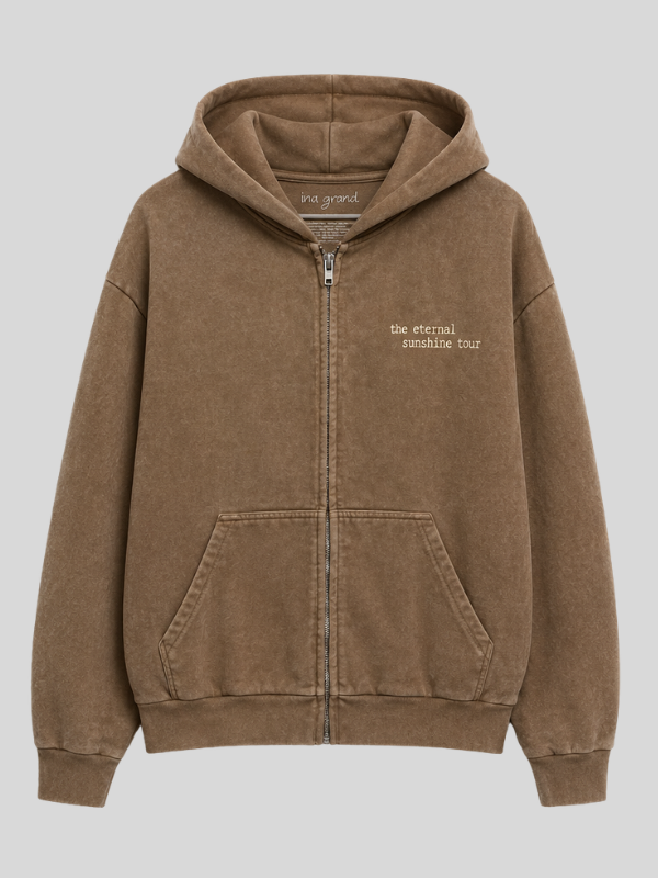 Ariana-Grande-Brown-ZIP-Up-Hoodie