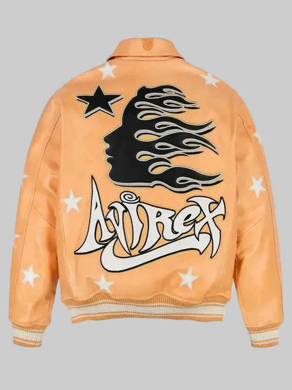Avirex-Hellstar-All-Star-Orange-Leather-Jacket