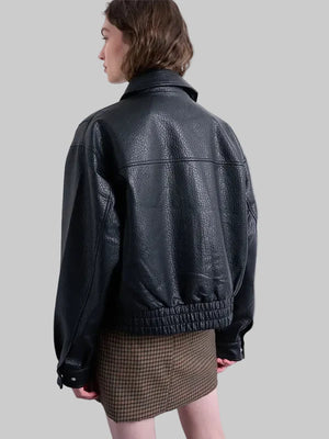 Boxy Leather Bomber Jacket