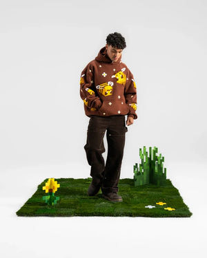 Brown-Cotton-Minecraft-Bee-Hoodie