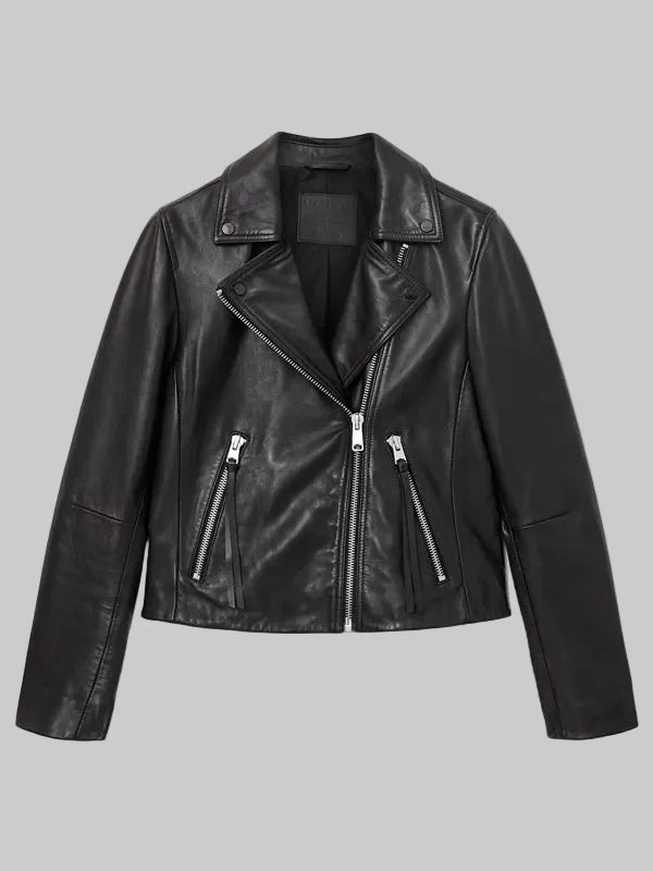 Dalby Slim Fit Leather Biker Jacket