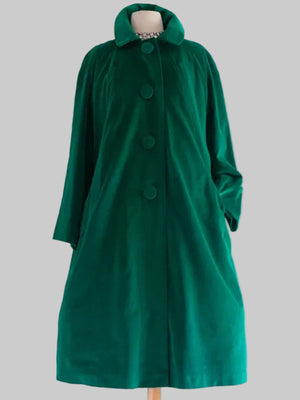 Emerald Green Velvet Swing Coat By Marguerite Rubel