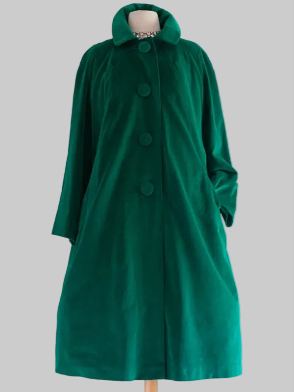 Emerald Green Velvet Swing Coat By Marguerite Rubel