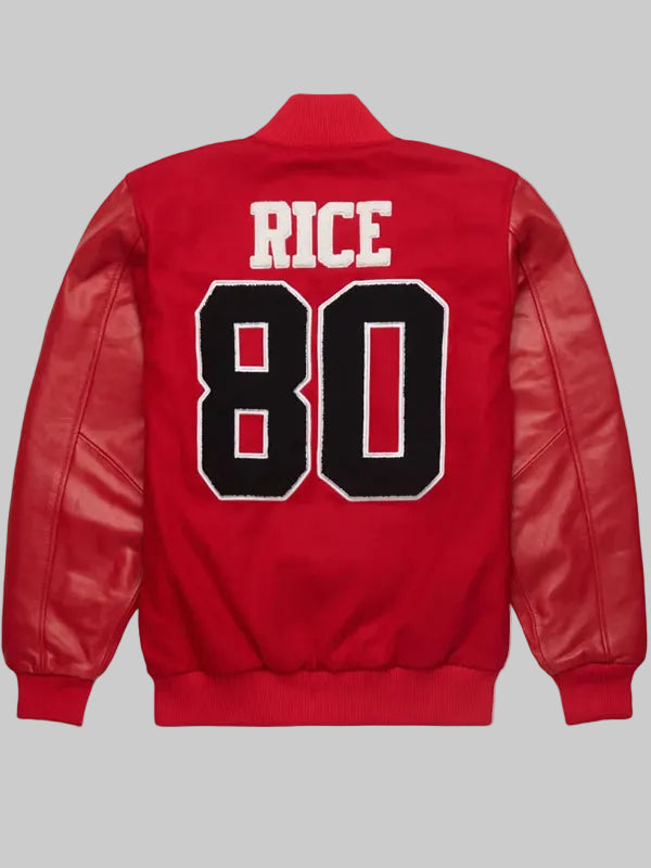 HOMAGE-x-Starter-San-Francisco-49ers-Jerry-Rice-GOAT-Varsity-Jacket-Red