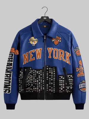 Kith-New-York-Knicks-2026-Champions-Blue-Leather-Jacket