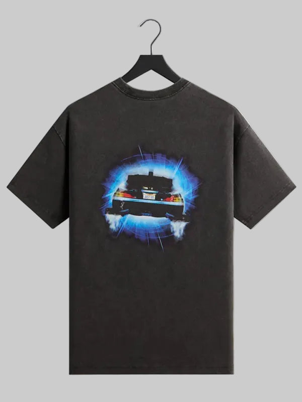 Kith-for-Back-to-the-Future-DeLorean-Front-Back-Vintage-Tee-Black