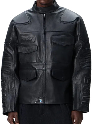 KithBMWDewittMotoBlackLeatherJacketForMen