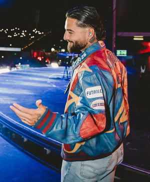 Maluma-2026-Live-Performance-Color-Block-Racing-Moto-Leather-Jacket