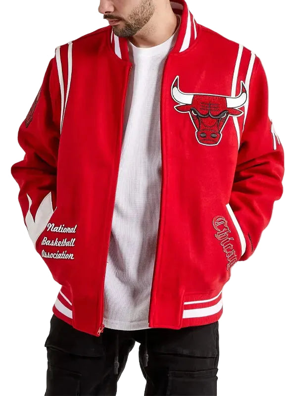 Mens-Chicago-Bulls-Red-Wool-Bomber-Jacket