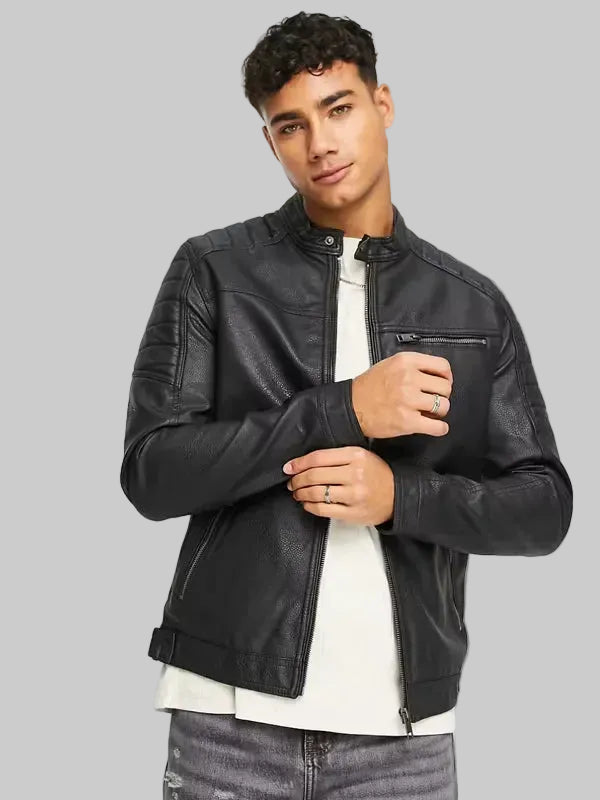 Mens-Essentials-Faux-Leather-Racer-Jacket