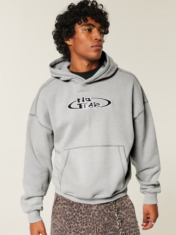 Mens-Hollister-No-Fear-Hoodie-Grey