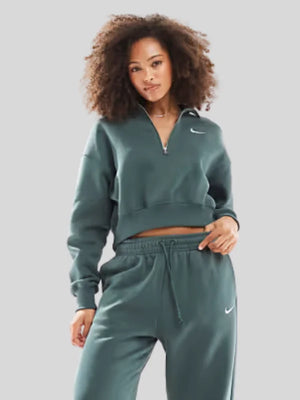 Nike-Phoenix-Fleece-Cropped-Half-ZIP-Sweatshirt-In-Dark-Green