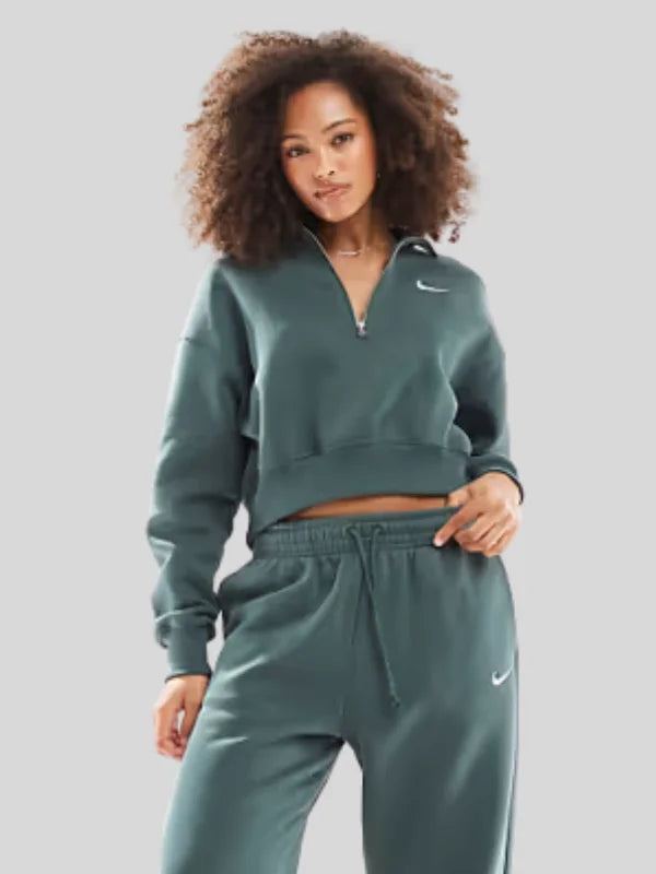 Nike-Phoenix-Fleece-Cropped-Half-ZIP-Sweatshirt-In-Dark-Green