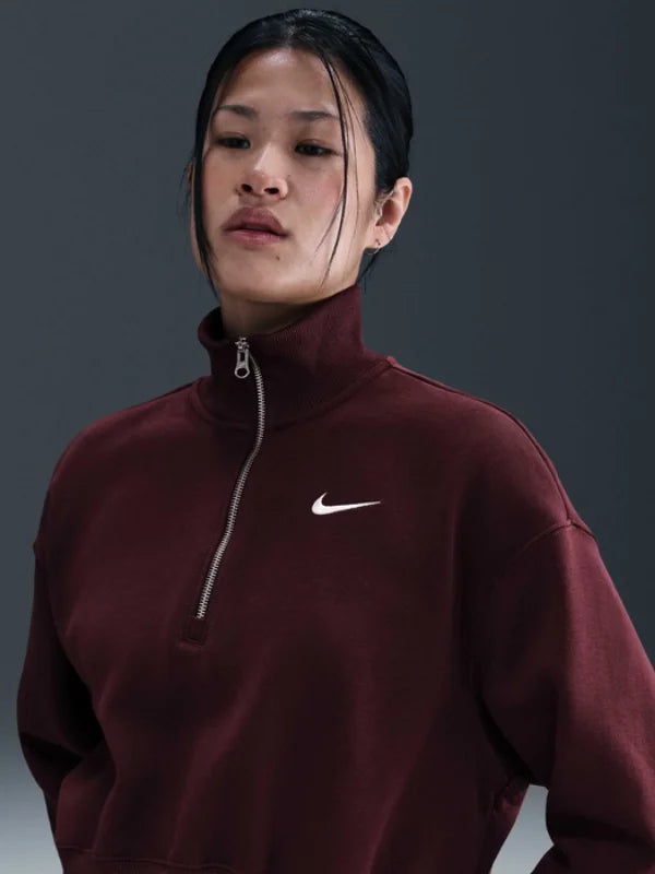 Nike-Phoenix-Fleece-Half-ZIP-Cropped-Sweatshirt-In-Burgundy