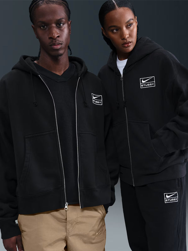 Nike-x-Stussy-Unisex-Black-ZIP-Up-Fleece-Hoodie