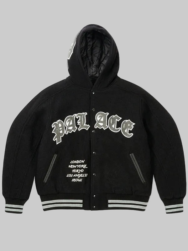 Palace-Hooded-Black-Varsity-Jacket