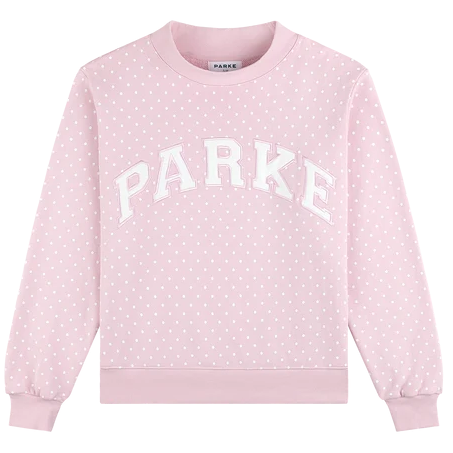 Parke-2026-Polka-Dot-Varsity-Mockneck-Fleece-Sweatshirt-in-Pink