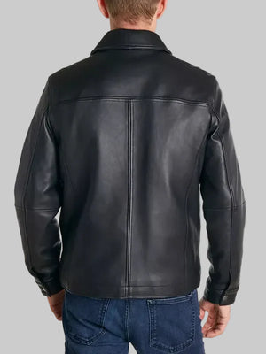 Perry Ellis Classic Black Leather Jacket