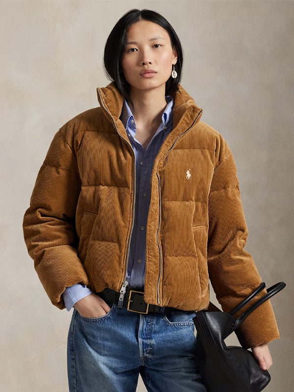 Polo-Ralph-Lauren-Icon-Logo-Cord-Puffer-Jacket-In-Tan