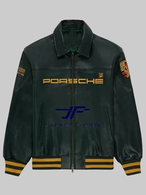 Porsche-Aime-Leon-Dore-Green-Leather-Jacket