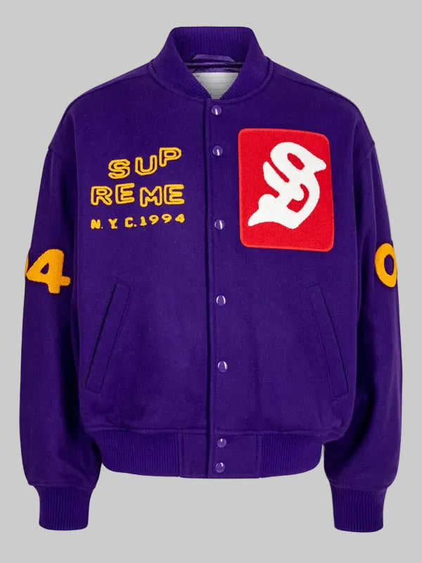 Purple-Supreme-Tourist-Varsity-Jacket