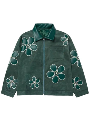 Ryoko-Rain-Green-Floral-Suede-Work-Zip-Jacket