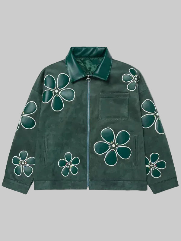 Ryoko-Rain-Green-Floral-Suede-Work-Zip-Jacket