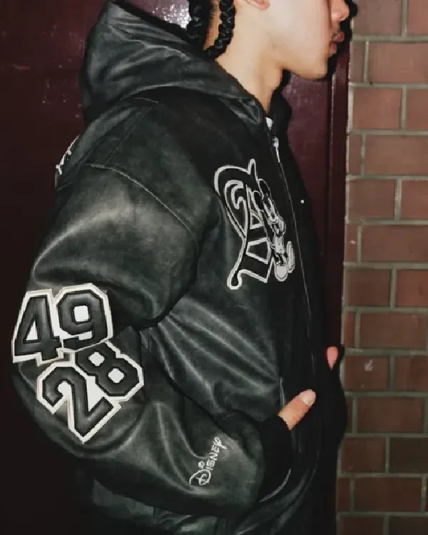 Shop-2026-Adidas-Disney-Mickey-Mouse-Where-Dreams-Come-True-Black-Genuine-Leather-Hooded-Jacket-For-Sale