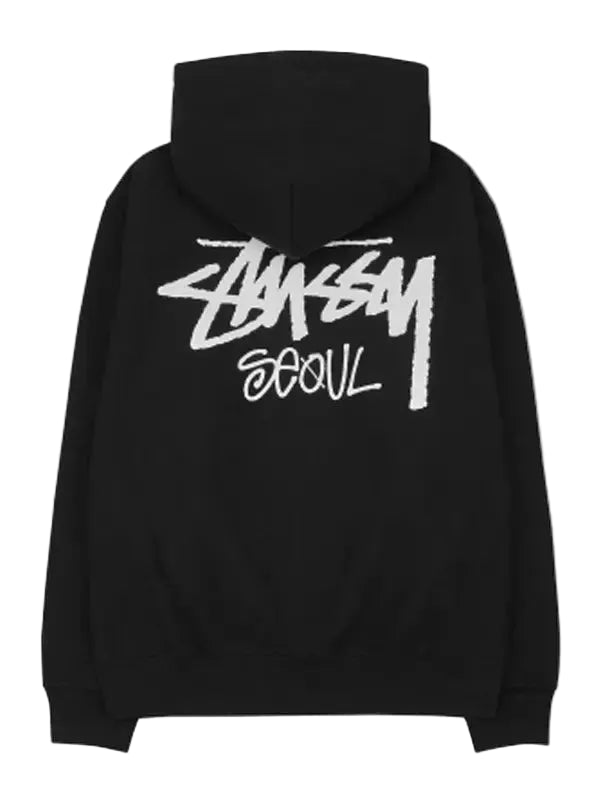 Stussy-Seoul-Logo-Hoodie-In-Black