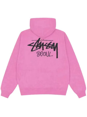 Stussy-Seoul-Logo-Hoodie-In-Pink