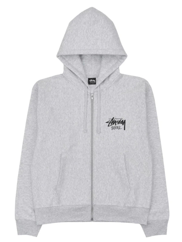 Stussy-Seoul-Zip-Up-Hoodie-Grey
