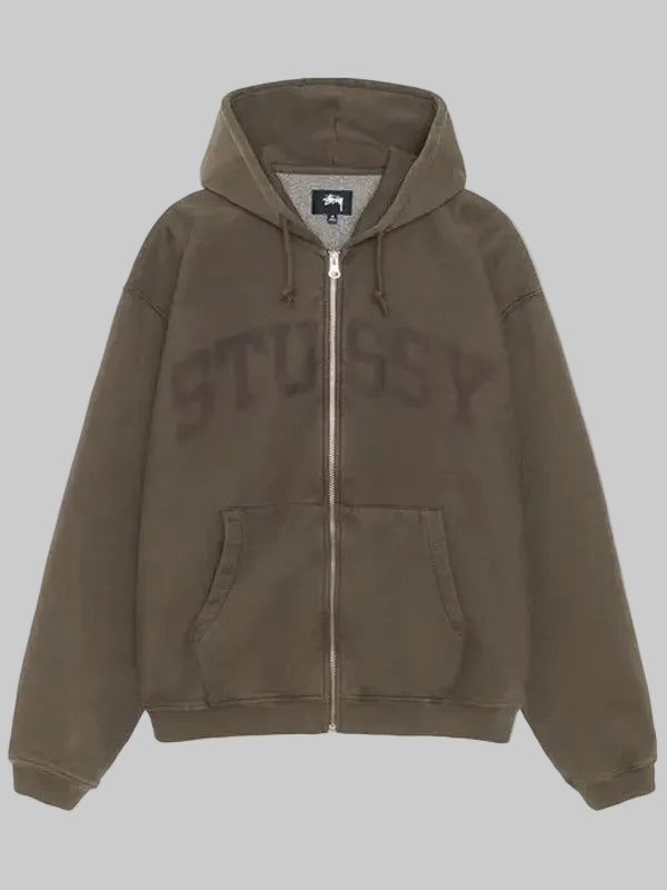 Stussy-Unisex-Faded-Graphic-Zip-Up-Hoodie-Olive