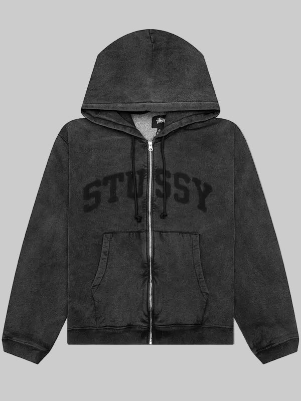 Stussy-Unisex-Faded-Graphic-Zip-Up-Hoodie-Washed-Black