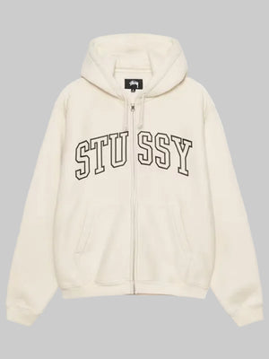 Stussy-Unisex-Outline-Zip-Up-Hoodie-Ivory